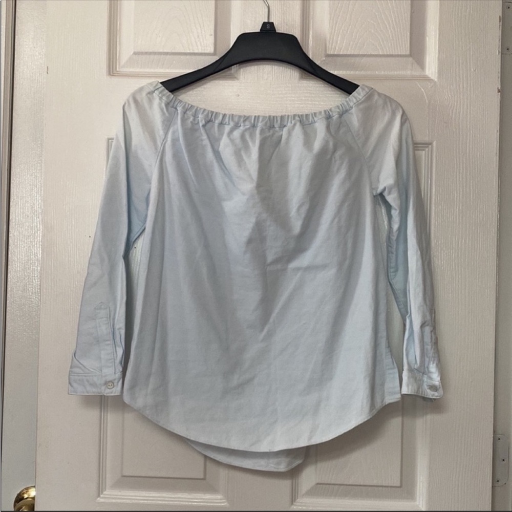 Rag & Bone Jeans Off the Shoulder Chambray Blouse Top